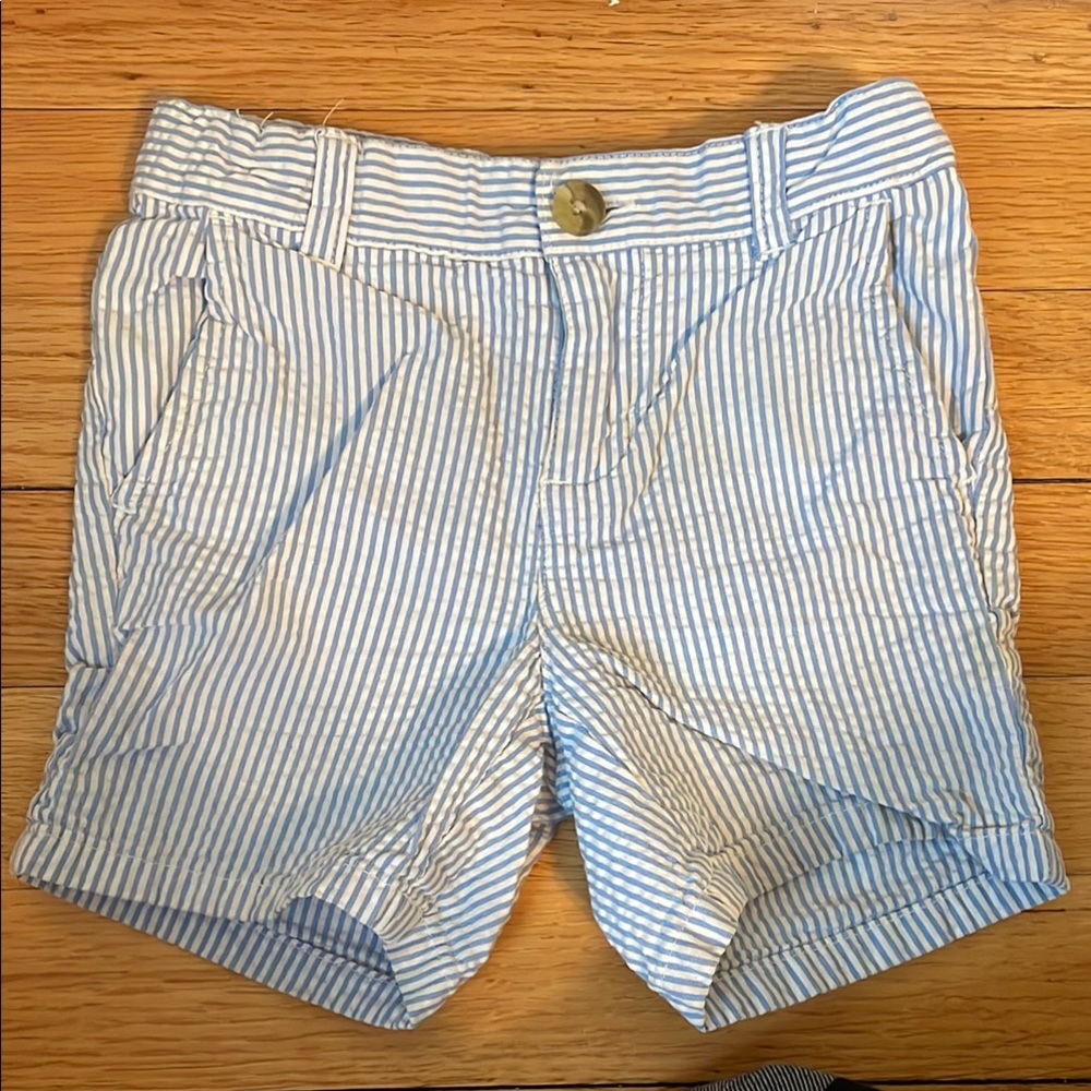 Blue and White Striped Shorts